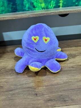 Reversible Octopus Plush Toy with Heart Eyes and Sunglasses Emotions